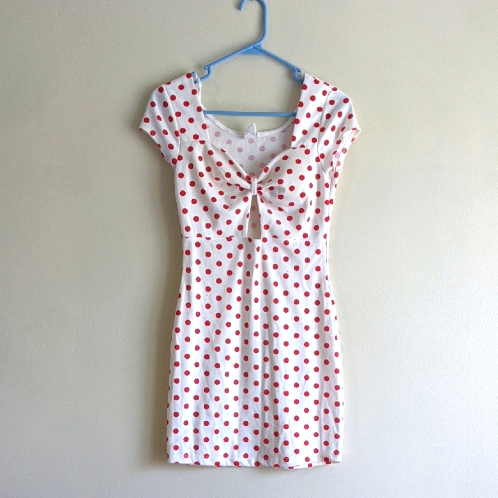 Polka Dot Cap Sleeve Wiggle Dress Size Medium